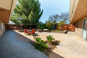 The back courtyards of the Ojai Health and Rehab facility